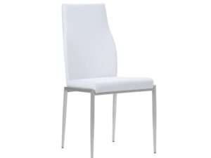 High Back Chair White Leather - Image 1