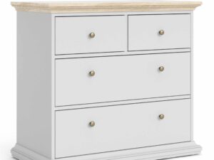 Paris Chest of 4 Drawers in White and Oak