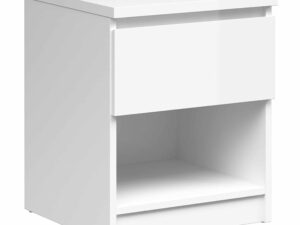 Bedside - 1 Drawer 1 Shelf in White High Gloss