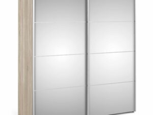 Sliding Wardrobe 180cm in Oak with Mirror Doors with 5 Shelves