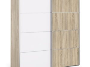 Sliding Wardrobe 180cm in Oak with White and Oak doors with 5 Shelves