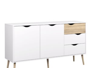 Sideboard - Large - 3 Drawers 2 Doors in White and Oak