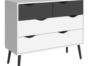 Chest of 4 Drawers (2+2) in White and Black Matt