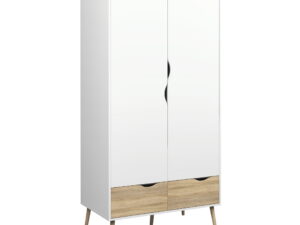Wardrobe 2 Doors 2 Drawers in White and Oak