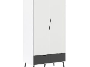 Wardrobe 2 Doors 2 Drawers in White and Black Matt - Image 1