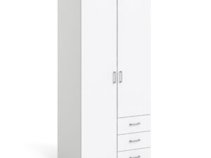 Wardrobe - 3 Doors 3 Drawers in White