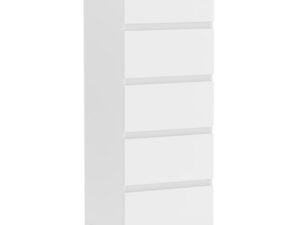 Narrow Chest of 5 Drawers in White