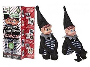 Elves Behaving Badly - Pack Of 2 Boy And Girl 30cm Adult Naughty Elves - Plush Naughty Elves Dressed In Black - Elves Behaving Badly - The Naughtiest Of Elves - Image 1