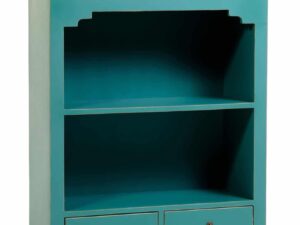 Nanjing Low Bookcase, Aged Teal - Assembled