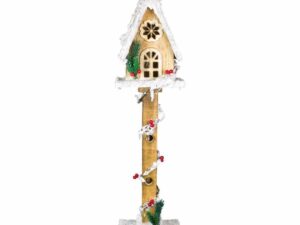 Christmas Wooden Tree House, Warm White LED, - Image 1
