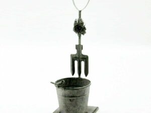 Garden Metal 47cm Lead Colour Planter With Fork And flower Design - Image 1