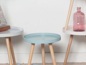New Aqua Pine Wood & MDF Round Table Small