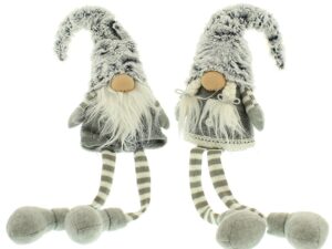 Festive Sitting Christmas Gonk Ornament 70cm Grey/White Pigtails Design - Image 1