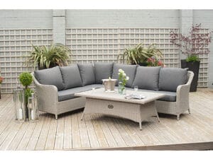 Antigua Relaxed Corner Dining Set Stone Grey With Rise & Fall Table - Image 3