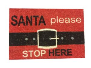 Christmas Coir Doormat Red Santa Stop Here Belt - Image 1