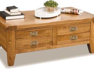Oak Coffee Table 2 Drawers - VA005 - Image 1