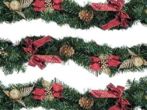 Christmas Garland Red Poinsettia 9ft - Image 1