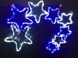 Christmas Rope Light 8 Star Cluster Blue and White - Image 1