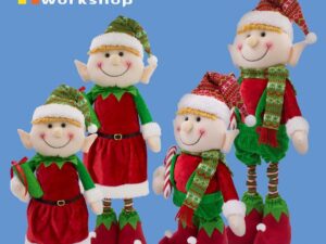30" Standing Extendable Legs Plush Elf - Choice of 2 Designs Boy/Girl Christmas - Image 1