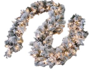 Christmas Garland 9ft Prelit Flocked Spruce