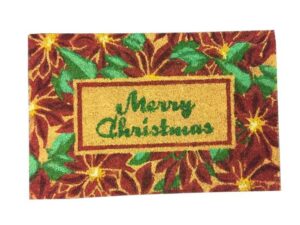 MERRY CHRISTMAS COIR MAT FLOWERS - Image 1