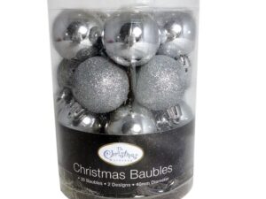 Christmas Workshop Silver Pack of 20 40mm Baubles - Image 1