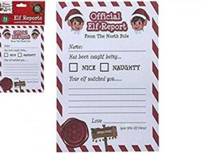 North Pole Elf Naughty or Nice Childrens Christmas Xmas Report Cards - 25 Pack