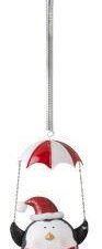CHRISTMAS METAL PARACHUTING PENGUIN HANGING - Image 1
