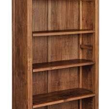 DENVER AGED WOOD EFFECT TALL BOOKCASE.