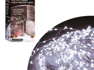 600LED Black Copper Cable Waterfall Lights- White - Image 1