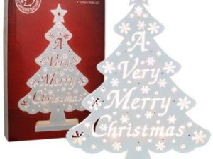 The Benross Christmas Workshop Battery Operated Wooden A Very Merry Christmas Tree Light - Image 1