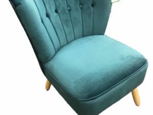 CHAIR ACCENT COCKTAIL TEAL VELVET BUTTON BACK - Image 1