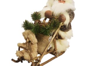 Flame Christmas Santa on Sledge Brown Coat - Image 1
