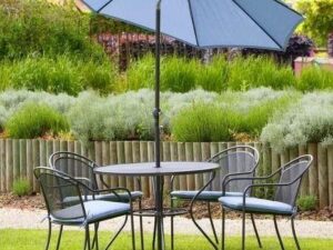 New Luxury Summer Garden Furniture Table and Chairs Set with Parasol Sun Shade - Image 1