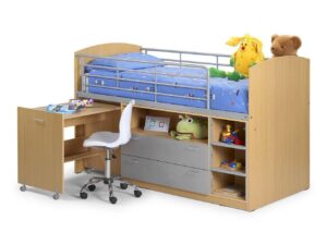 Leo Sleeper, Maple and Aluminium Finished SLEEP STATION Childrens Kids Bed Frame