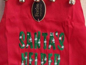 Santa's little helper children s apron with jingle bells Xmas Apron - Image 1