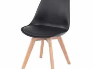 Aspen padded PU chair, Black with Pine Legs - Image 1