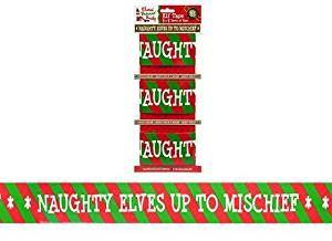Naughty Elf Tape - 3 x 3 Yards Of Tape - Novelty Christmas Decorations
