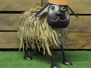 34cm Painted Metal Vintage Style Garden Sheep Ornament