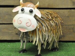 27cm Painted Metal Vintage Style Garden Cow Ornament