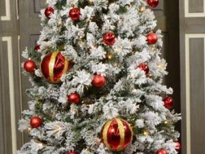 6ft Slim Flocked Spruce Christmas Tree - Image 1