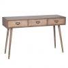 New Wooden Desert Brown Pine Wood 3 Drawer Cosole Table