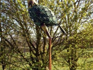 Metal 'Yellow Necked Stalk' Garden Ornament