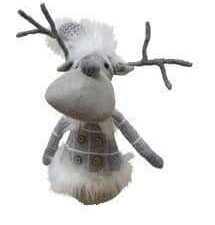 XMAS DOOR STOP REINDEER WITH FUR TRIM HEIGHT 23CM - Image 1