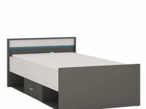 Alien Single Bed with drawer and open storage in Graphite/Light grey - Image 1