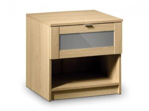 Julian Bowen Strada 1 Drawer Bedside Chest, Light Oak & Gloss Insert