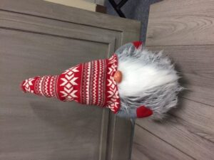 XMAS TUMBLING GONK 68CM GREY WITH RED AND WHITE HAT