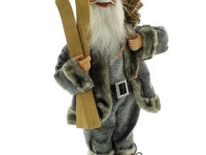 FESTIVE PRODUCTIONS Standing Santa Decoration, Grey - Image 1