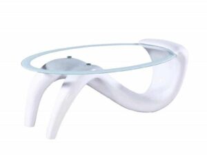 Venice Oval Clear Glass and Coloured Gloss Coffee Table White