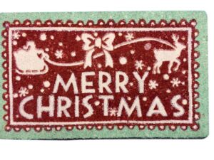 Festive Santa And Sleigh Merry Christmas Doormat Coir - Image 1